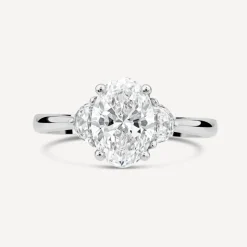 Born Platinum 1.78ct Lab Grown Oval Centre & Half Moon Shaped Sides Diamond Ring