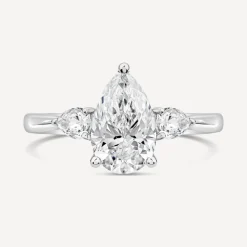 Born Platinum 1.80ct Lab Grown Pear Centre & Sides Diamond Ring