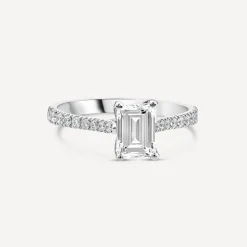 Born Platinum 1.20ct Lab Grown Emerald Cut & Diamond Sides Ring