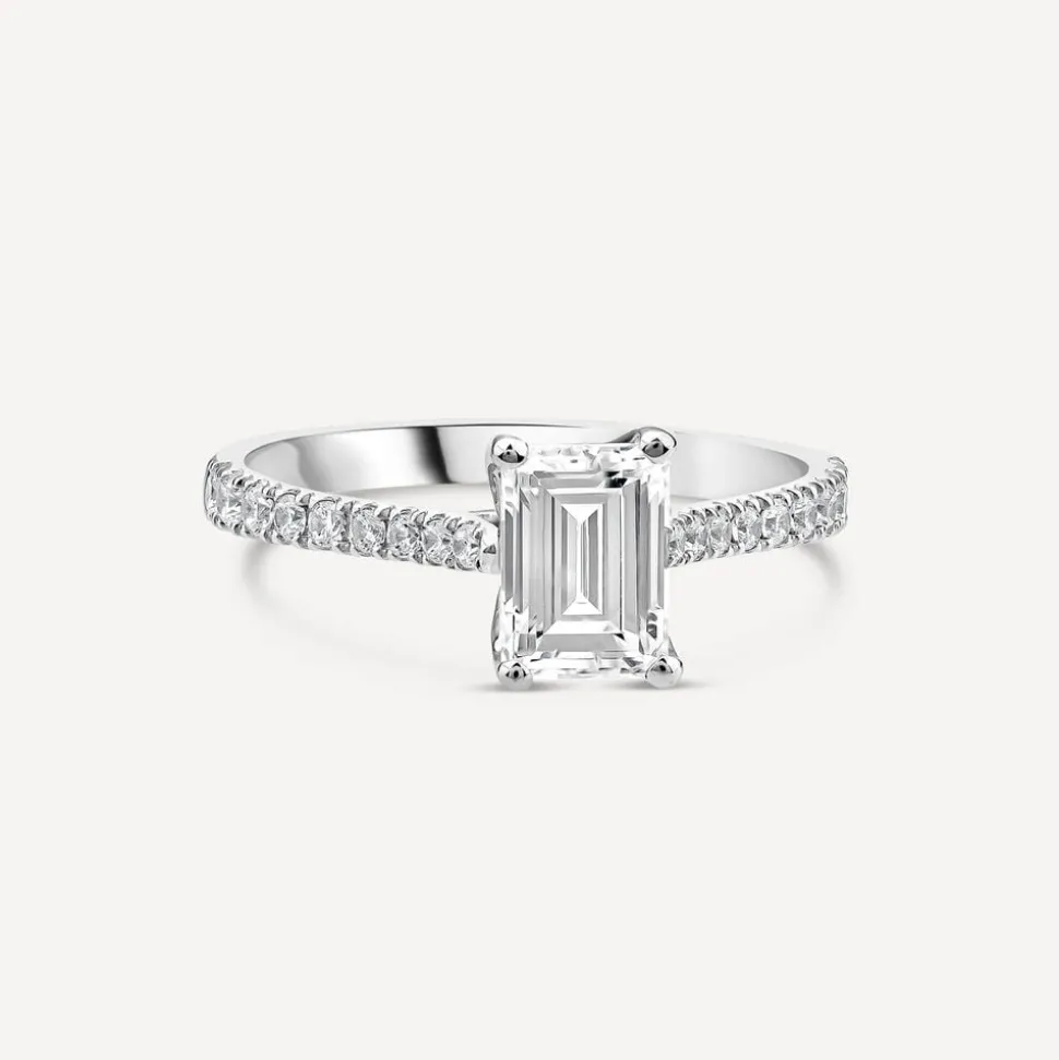 Born Platinum 1.20ct Lab Grown Emerald Cut & Diamond Sides Ring