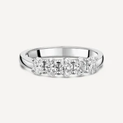 Born Platinum 0.90ct Lab Grown 5 Stone Oval Half Eternity Diamond Ring