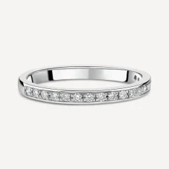 Born Platinum 0.15ct Lab Grown Diamond Pave Set Half Eternity Wedding Ring