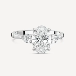 Born Platinum 2.40ct Lab Grown Oval Centre & Pear Sides Diamond Ring