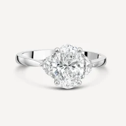 Born Platinum 1.78ct Lab Grown Oval Centre & Half Moon Shaped Sides Diamond Ring