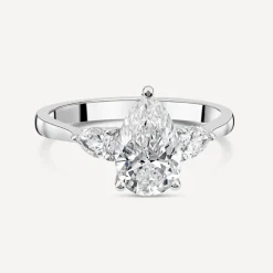 Born Platinum 1.80ct Lab Grown Pear Centre & Sides Diamond Ring