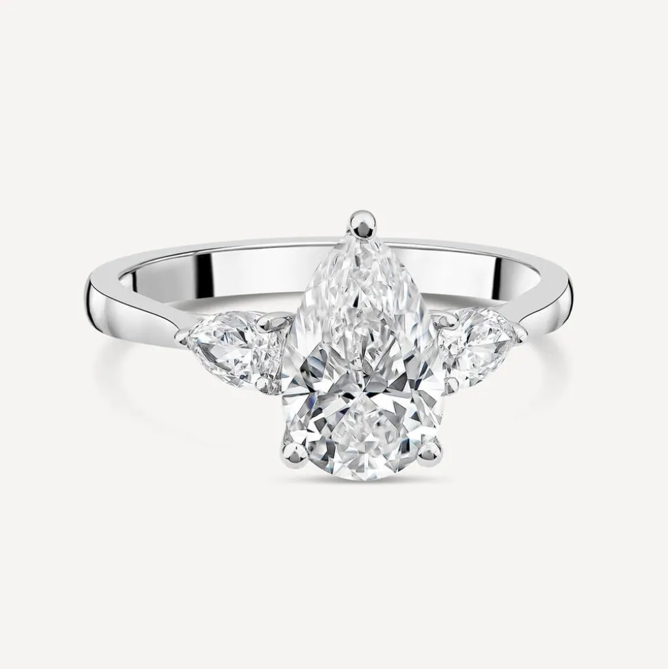 Born Platinum 1.80ct Lab Grown Pear Centre & Sides Diamond Ring