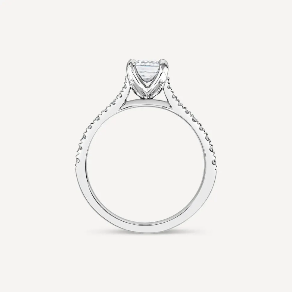 Born Platinum 1.20ct Lab Grown Emerald Cut & Diamond Sides Ring