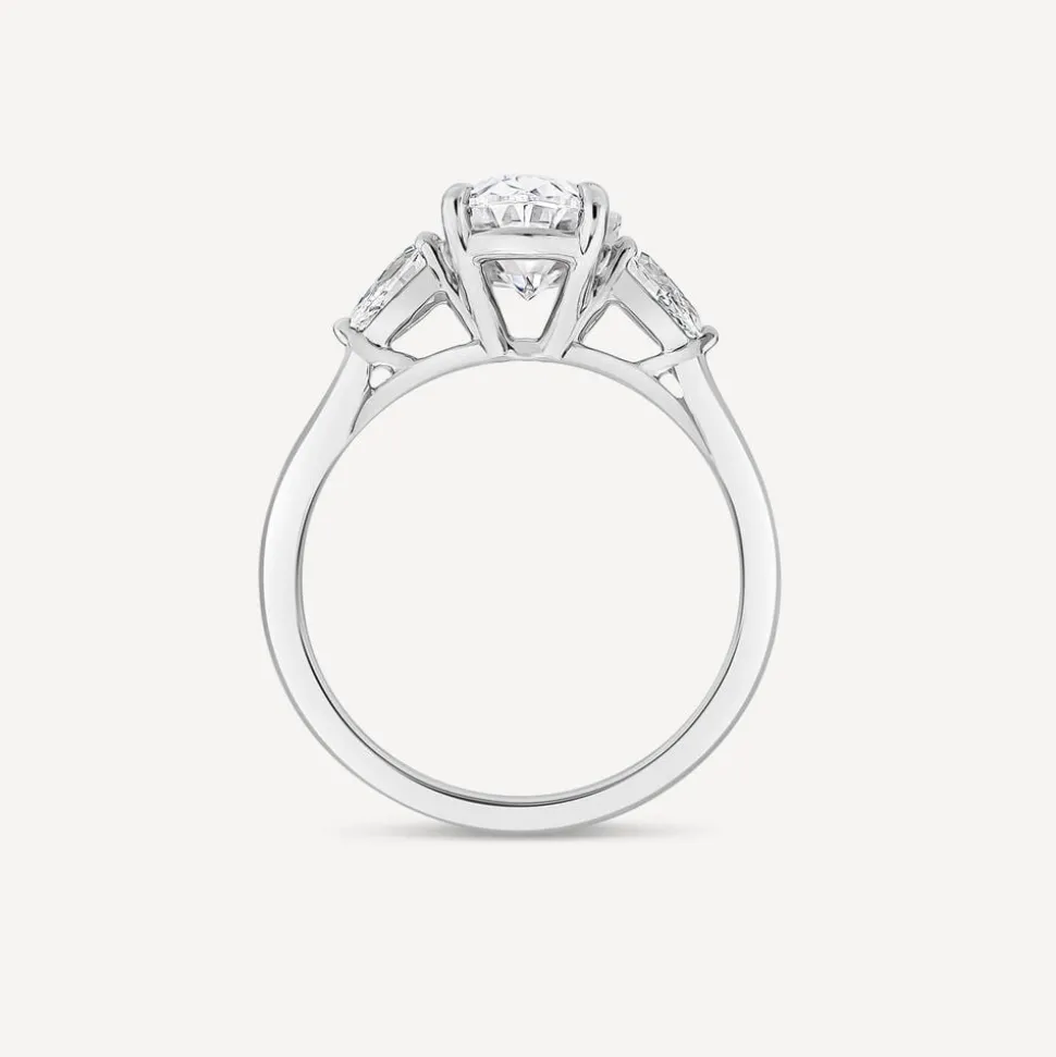 Born Platinum 2.40ct Lab Grown Oval Centre & Pear Sides Diamond Ring