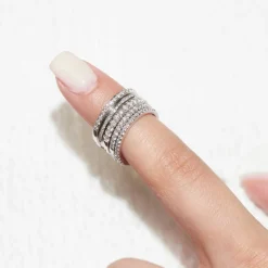 Born Platinum 0.15ct Lab Grown Diamond Triangle Claw Set Half Eternity Wedding Ring