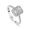 Born Platinum Lab Grown 1.40ct Emerald Cut Diamond Halo & Sides Ring