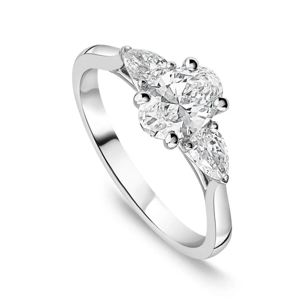 Born Platinum Lab Grown 1.40ct Oval & Pear Sides Diamond Ring