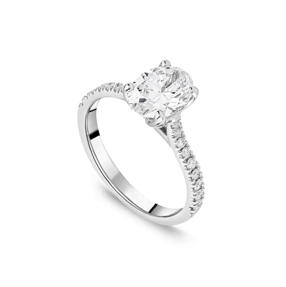 Born Platinum Lab Grown 1.20ct Oval & Diamond Sides Ring