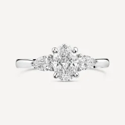 Born Platinum Lab Grown 1.40ct Oval & Pear Sides Diamond Ring