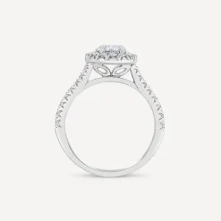 Born Platinum Lab Grown 1.61ct Oval Halo & Diamond Sides Ring