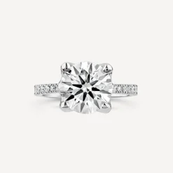Born Platinum Lab Grown 2.20ct Round Brilliant Solitaire & Diamond Sides Ring