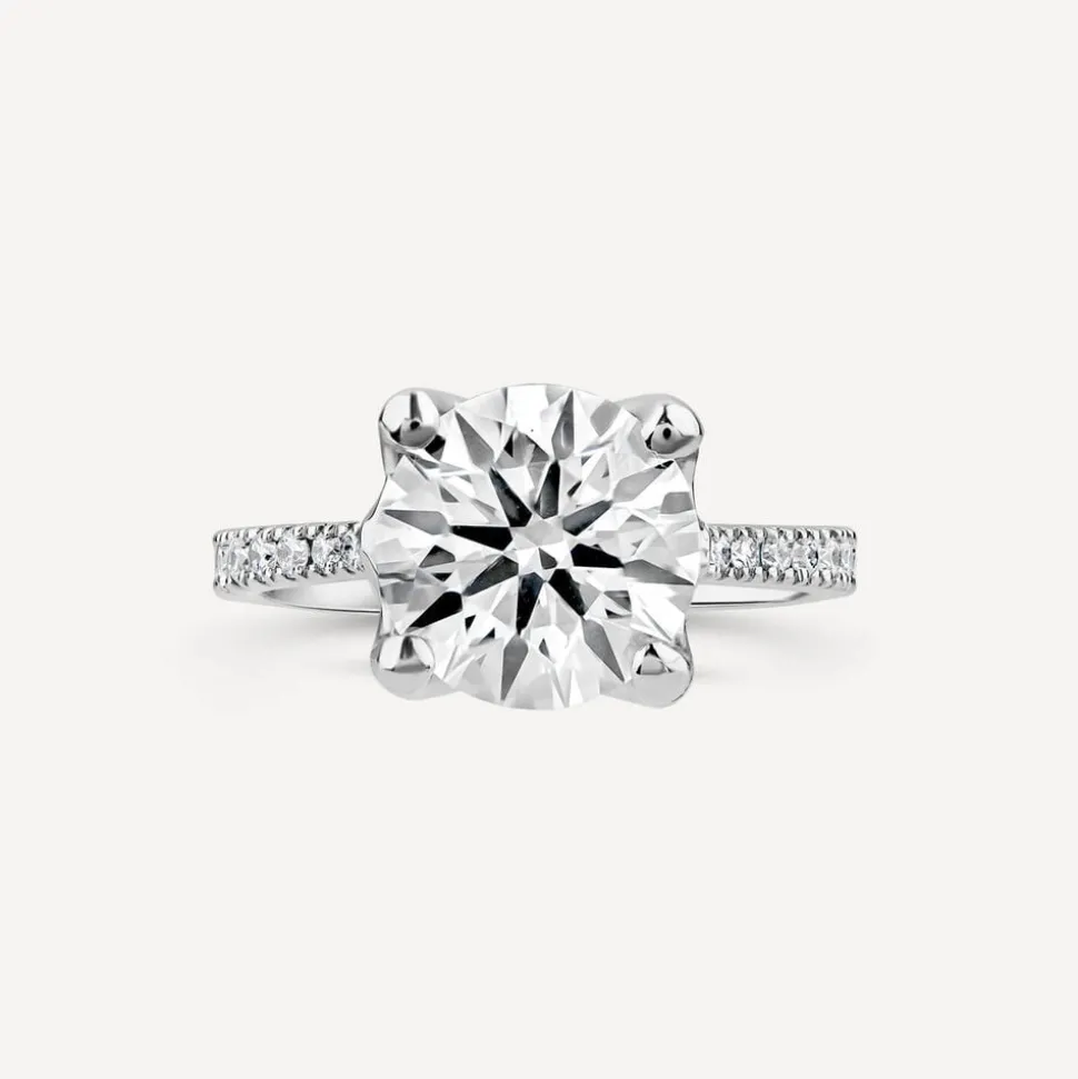 Born Platinum Lab Grown 2.20ct Round Brilliant Solitaire & Diamond Sides Ring