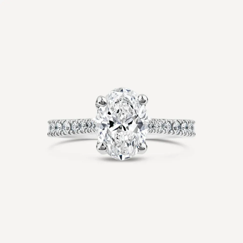 Born Platinum Lab Grown 1.20ct Oval & Diamond Sides Ring