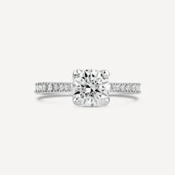 Born Platinum Lab Grown 1.20ct Round Brilliant Solitaire & Diamond Sides Ring