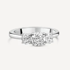 Born Platinum Lab Grown 1ct 3 Stone Round Brilliant Diamond Ring