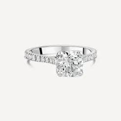 Born Platinum Lab Grown 1.40ct Round Brilliant Solitaire & Diamond Sides Ring