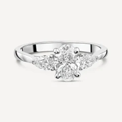 Born Platinum Lab Grown 1.40ct Oval & Pear Sides Diamond Ring