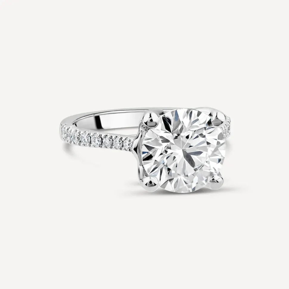 Born Platinum Lab Grown 2.20ct Round Brilliant Solitaire & Diamond Sides Ring