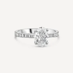 Born Platinum Lab Grown 1.20ct Oval & Diamond Sides Ring