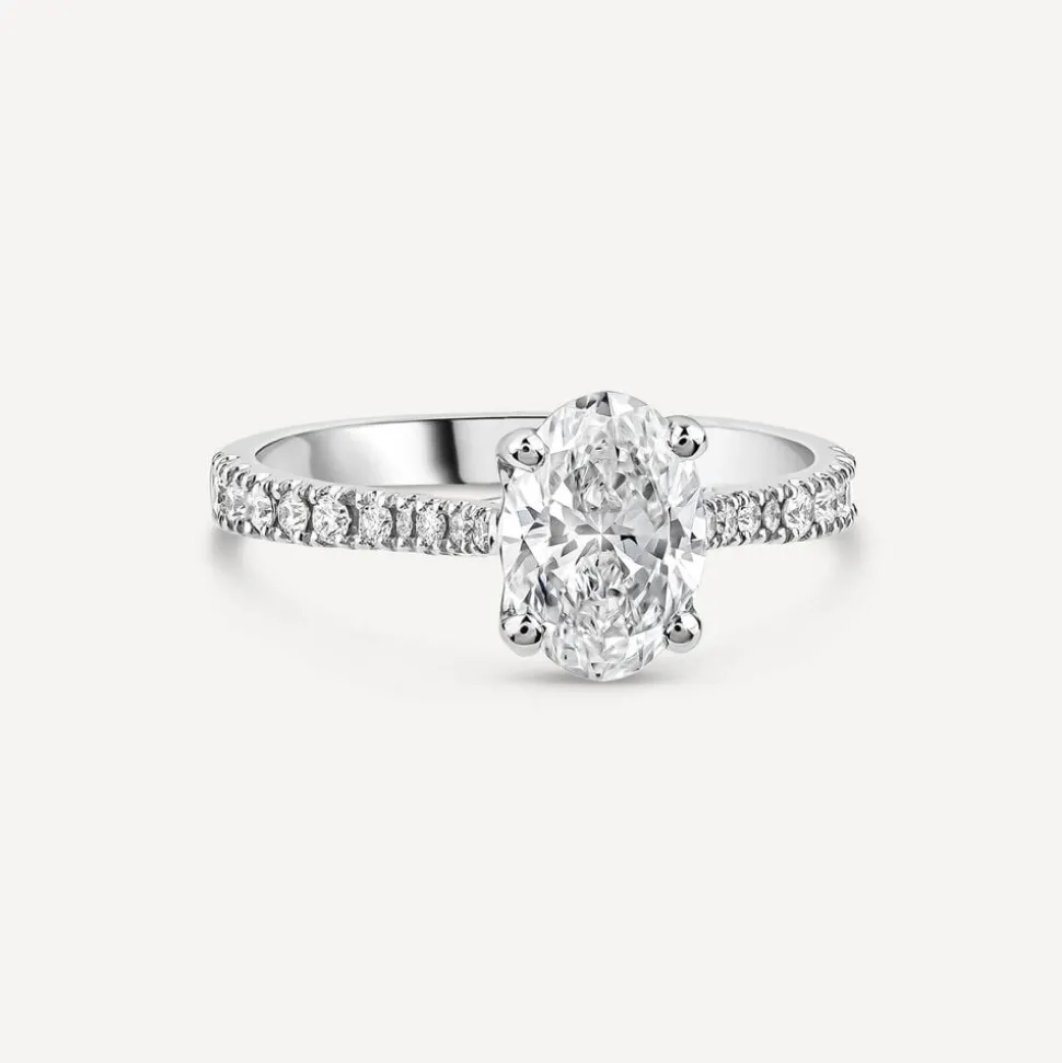 Born Platinum Lab Grown 1.20ct Oval & Diamond Sides Ring