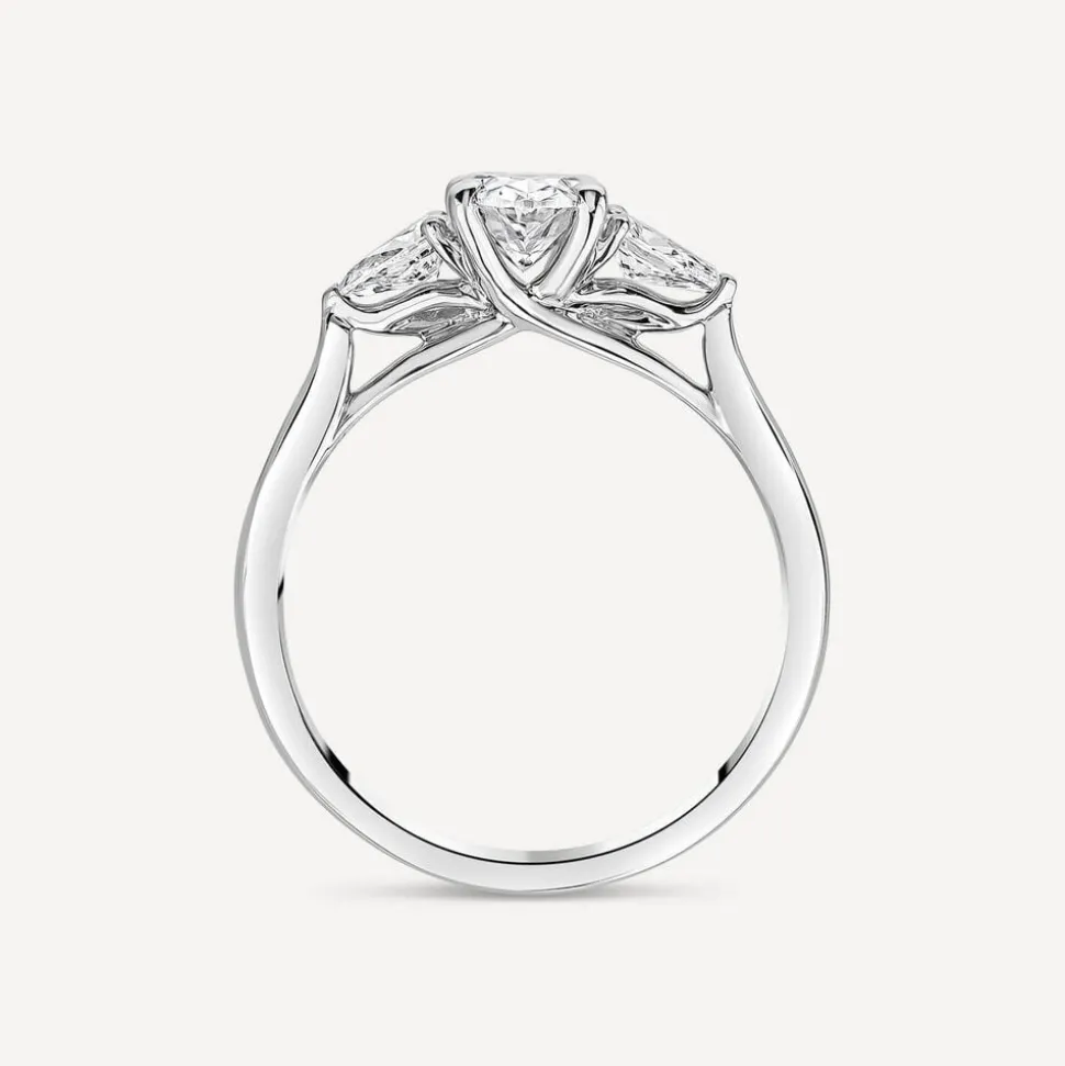 Born Platinum Lab Grown 1.40ct Oval & Pear Sides Diamond Ring