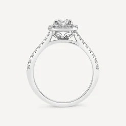 Born Platinum Lab Grown 1.40ct Emerald Cut Diamond Halo & Sides Ring