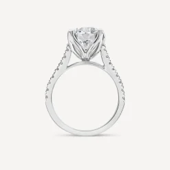 Born Platinum Lab Grown 2.20ct Round Brilliant Solitaire & Diamond Sides Ring