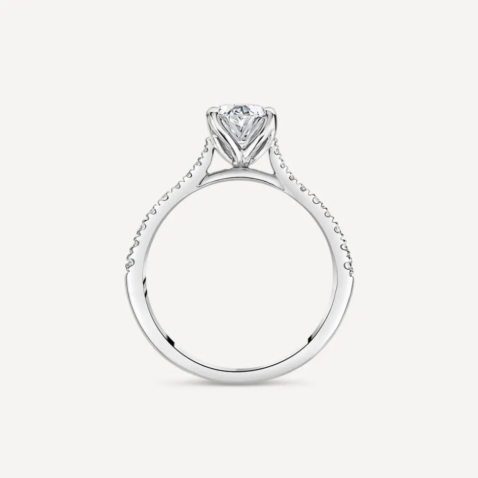 Born Platinum Lab Grown 1.20ct Oval & Diamond Sides Ring