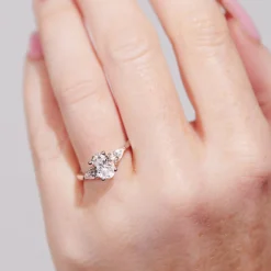 Born Platinum Lab Grown 1.40ct Oval & Pear Sides Diamond Ring