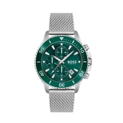BOSS Admiral 46mm Green Dial Chrono Steel Case Bracelet Watch