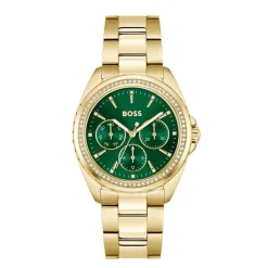 BOSS Atea Green Dial Yellow God IP Case & Bracelet Watch