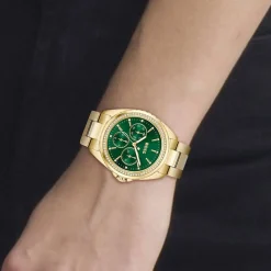 BOSS Atea Green Dial Yellow God IP Case & Bracelet Watch