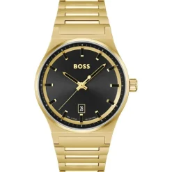 BOSS Candor 41mm Black Dial Yellow Gold IP Case Watch