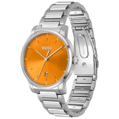 BOSS Dean 41mm Orange Dial Steel Bracelet Watch