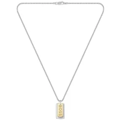 BOSS Devon Branded Double Tag Pendant Box Chain Steel Necklace