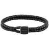 BOSS Gents Seal Braided Black Leather Bracelet