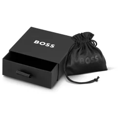 BOSS Gents Seal Braided Black Leather Bracelet