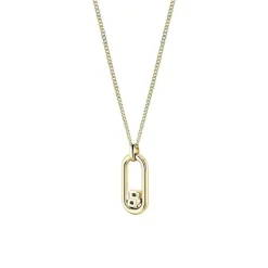 BOSS Gold Tone Double B Monogram Pendant Chain Necklace