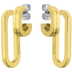 BOSS Hailey Light Yellow Gold IP Link Earrings