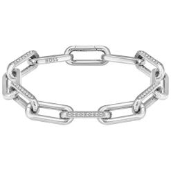 BOSS Halia Crystal Set Silver Link Stainless Steel Bracelet