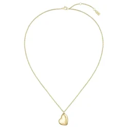 BOSS Honey Gold Toned Stainless Steel Heart Shaped Branded Pendant Necklace