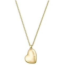 BOSS Honey Gold Toned Stainless Steel Heart Shaped Branded Pendant Necklace