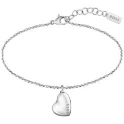 BOSS Honey Stainless Steel Heart Shaped Branded Pendant Bracelet