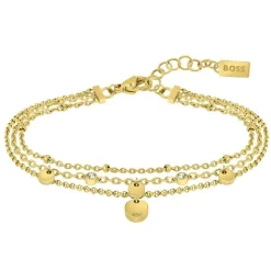 BOSS Iris Triple Light Yellow Gold IP Chain Crystals Bracelets
