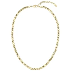 BOSS Kassy Yellow Gold Curb Chain Logo Stainless Steel Necklace
