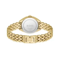 BOSS Mae 30mm Silver 3 Hand Dial Yellow Gold IP Bracelet Watch